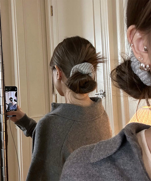 シュシュ 編み 秋冬 ニットヘアゴム レディース ヘアアレンジ 簡単髪留め 髪飾り まとめ髪 お団子 シンプル お洒落 フェミニン 大人 可愛い 女子会 99QNSP-011